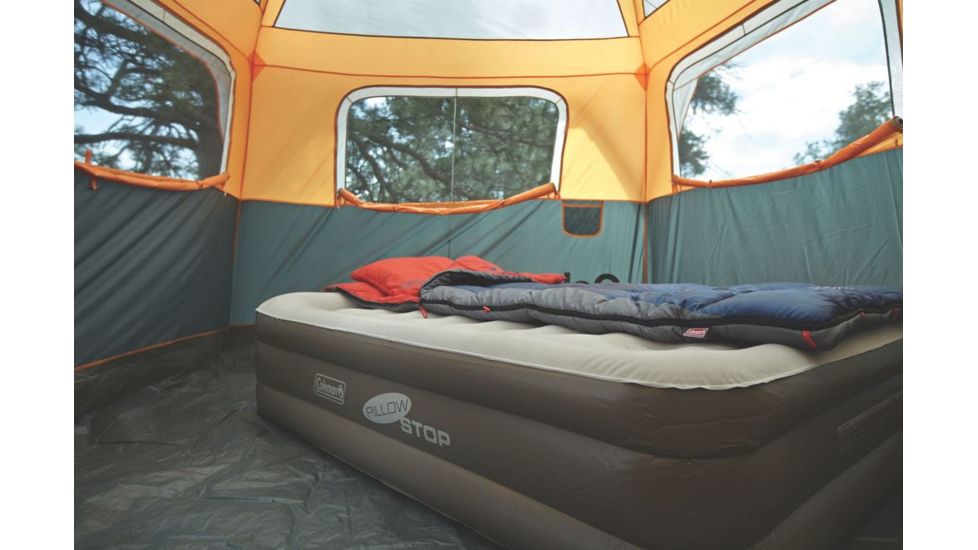 Coleman Airbed Double High PillowStop Air Mattress W/ 120V Pump Combo, Supports up to 600 lbs, Queen, Tan 2000025764