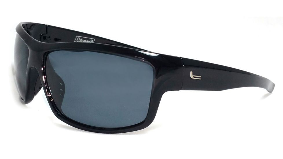 Coleman Badlands Sunglasses, Shiny Black Frame, Smoke Lens Lens, Polarized, C6055-C1