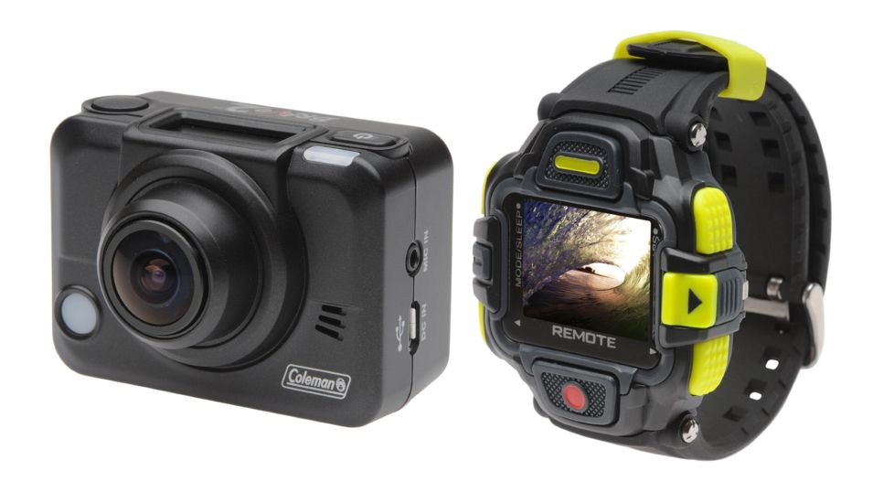 Coleman Bravo2 1080p HD &amp; 5.0 MP Waterproof Sports Camera Kit w/Wi-Fi and Color LCD Remote Control Watch, Black CX12WP+LCD