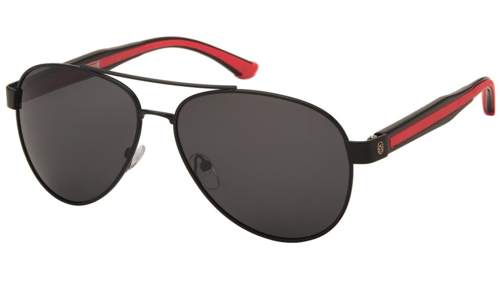 Coleman Classic Sunglasses, Black Metal/Black-Red Temples Frame, Smoke Lens Lens, Polarized, C6063-C2