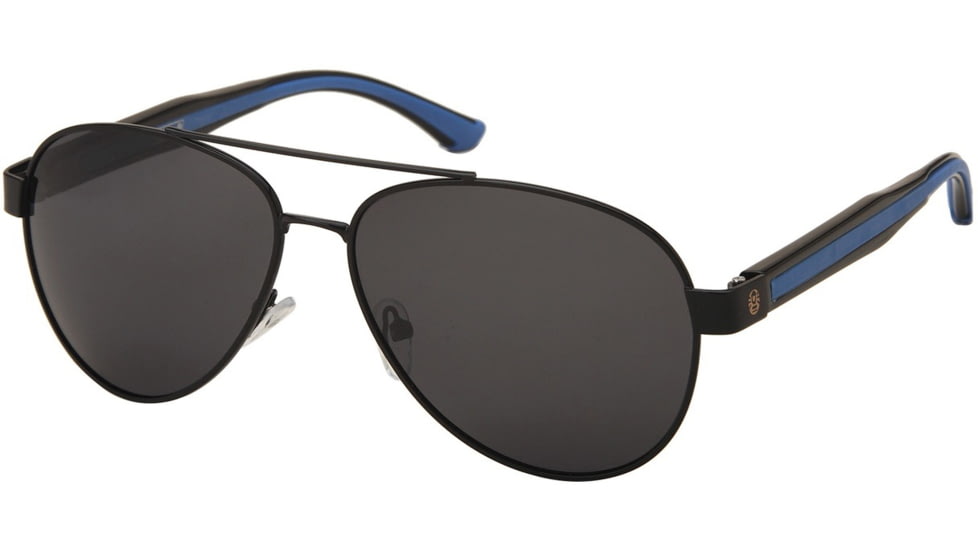 Coleman Classic Sunglasses, Black Metal/Blue-Black Temples Frame, Smoke Lens Lens, Polarized, C6063-C1