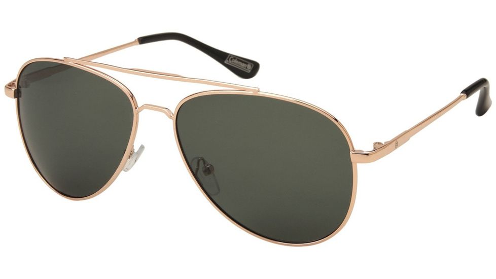 Coleman Classic Sunglasses, Gold Metal Frame, Green Lens Lens, Polarized, C6057-C2