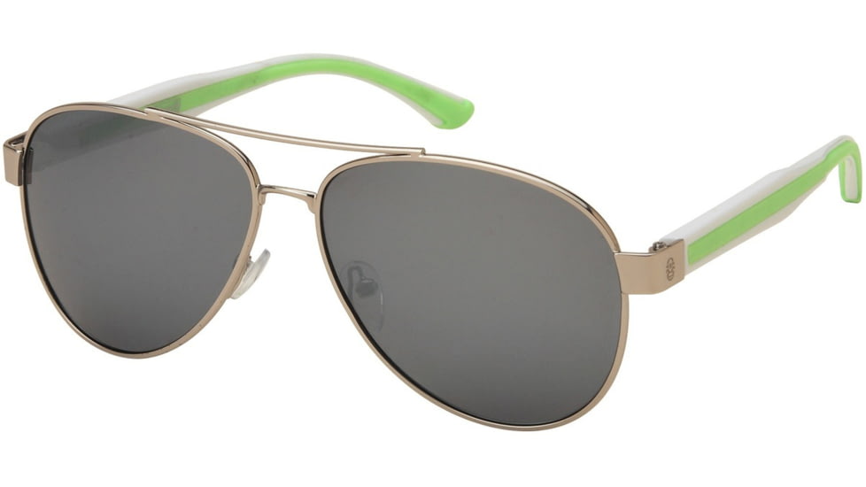 Coleman Classic Sunglasses, Silver Metal/White/Green Temples Frame, Gray Lenses Lens, Polarized, C6062-C1