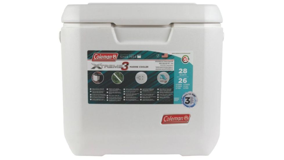 Coleman Coastal Extreme Series Marine 28 Quart Cooler OMLD, 5878 COO4, White 3000001846