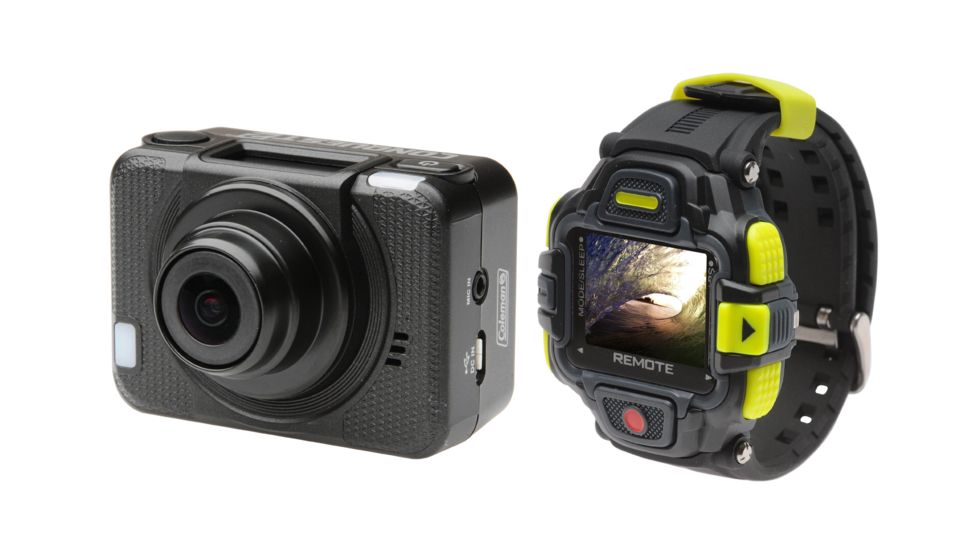 Coleman Conquest2 1080p60fps HD &amp; 16.0 MP Waterproof Sports Camera Kit w/Wi-Fi and Color LCD Remote Control Watch, Black CX16WP+LCD