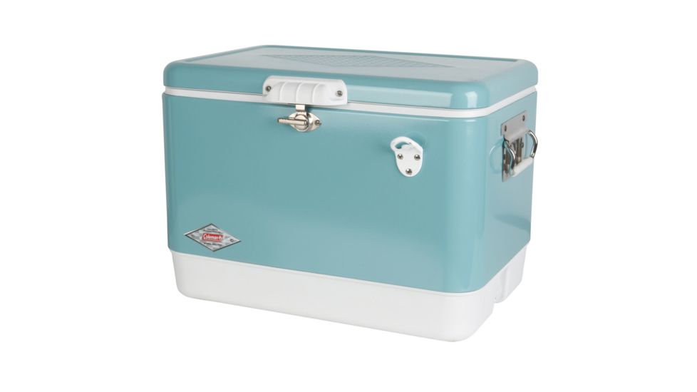Coleman Cooler 54Qt 6155 Steel Vintage Berted Portable Cooler w/Bottle Opener, Turquoise, 3000003591