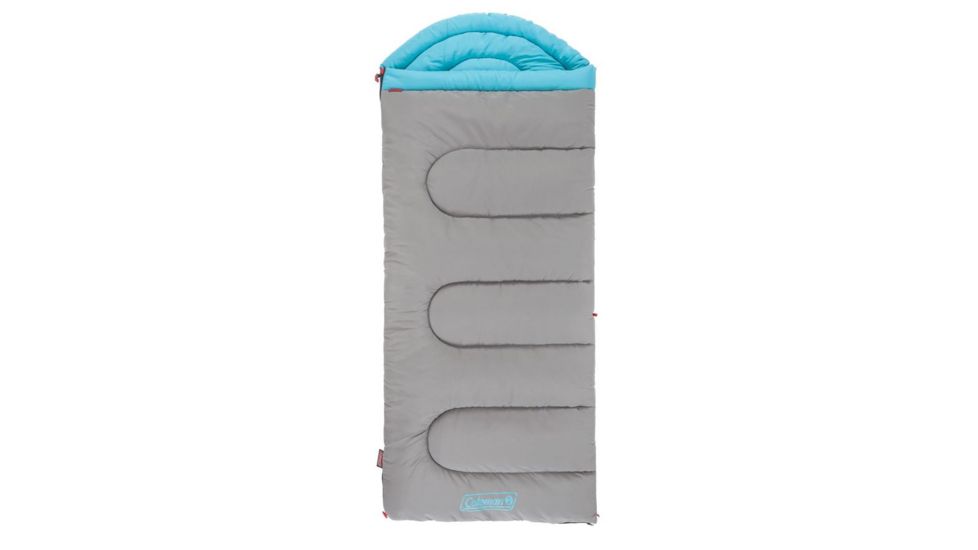 Coleman Dexter Point 30 Sleeping Bag, Contoured Head, Interior Tuck Pocket, Gray / Blue, 78 x 33 in 2000018129