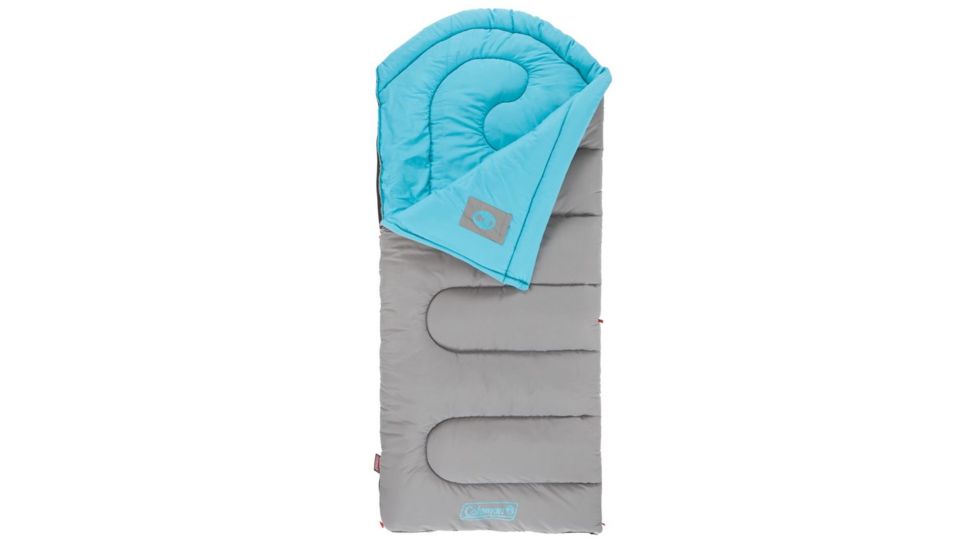 Coleman Dexter Point 30 Sleeping Bag, Contoured Head, Interior Tuck Pocket, Gray / Blue, 78 x 33 in 2000018129