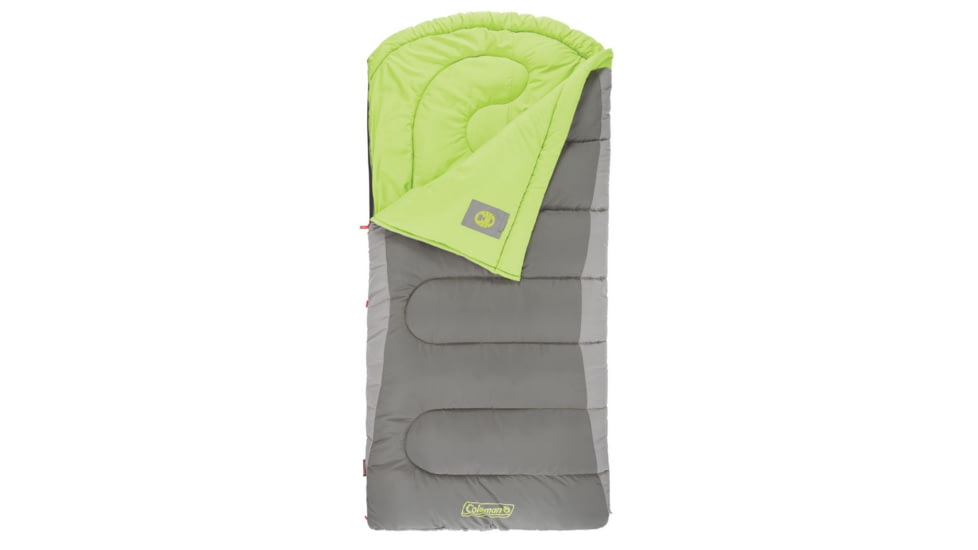 Coleman Dexter Point 40 Big-N-Tall Sleeping Bag, Machine Washable, Gray / Green, 84 x 39 in 2000018134