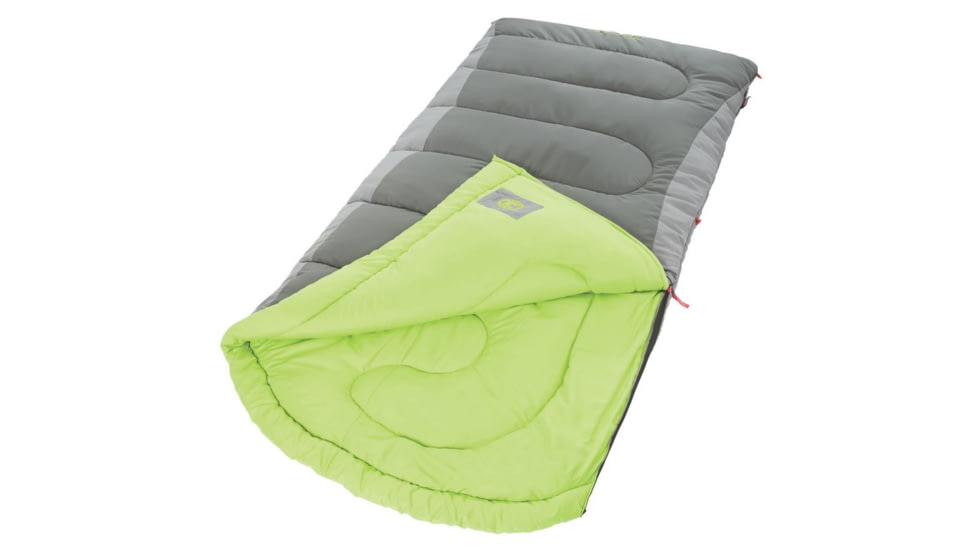 Coleman Dexter Point 40 Big-N-Tall Sleeping Bag, Machine Washable, Gray / Green, 84 x 39 in 2000018134