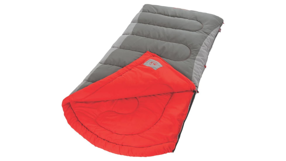 Coleman Dexter Point 50 Big-N-Tall Sleeping Bag, Machine Washable, Gray / Red, 84 x 39 in 2000018133