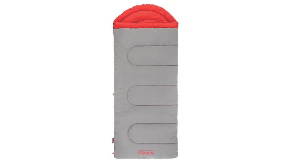 Coleman Dexter Point 50 Regular Sleeping Bag, Contoured Head, Gray / Red, 78 x 33 in 2000018127