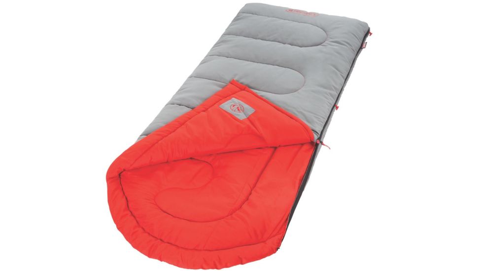 Coleman Dexter Point 50 Regular Sleeping Bag, Contoured Head, Gray / Red, 78 x 33 in 2000018127