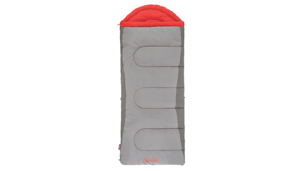 Coleman Dexter Point 50 Tall  Sleeping Bag, Contoured Head, Gray / Red, 82 x 33 in 2000018130