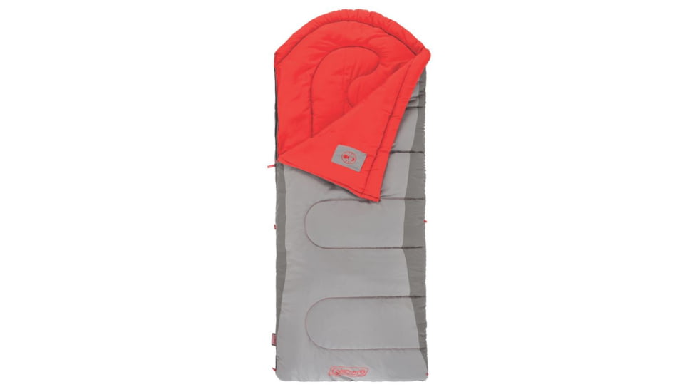 Coleman Dexter Point 50 Tall  Sleeping Bag, Contoured Head, Gray / Red, 82 x 33 in 2000018130