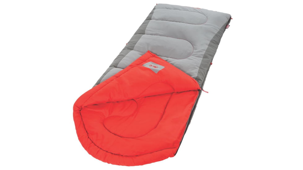 Coleman Dexter Point 50 Tall  Sleeping Bag, Contoured Head, Gray / Red, 82 x 33 in 2000018130