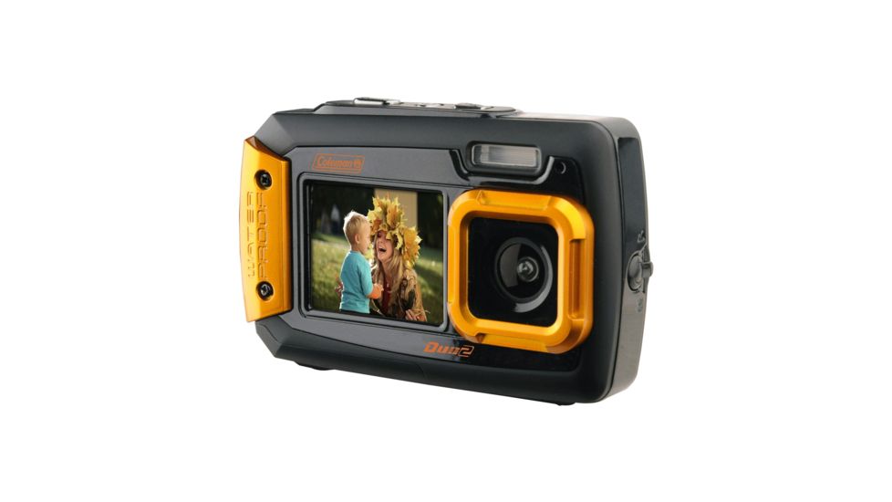 Coleman Duo2 20.0 MP Underwater Digital &amp; Video Camera, Waterproof to 10 ft w/Dual LCD Screens, Orange 2V9WP-O