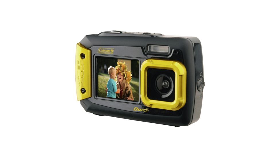 Coleman Duo2 20.0 MP Underwater Digital &amp; Video Camera, Waterproof to 10 ft w/Dual LCD Screens, Yellow 2V9WP-Y