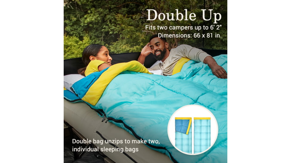 Coleman Flatlands Double Flannel Sleeping Bag, 30F, Blue, CM1010410016-17