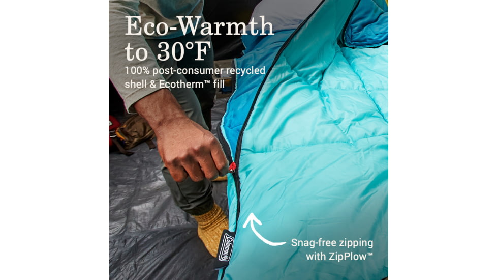 Coleman Flatlands Double Flannel Sleeping Bag, 30F, Blue, CM1010410016-17