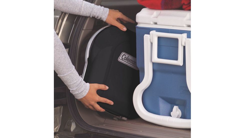 Coleman Fold N Go Propane Grill, Built In Handle, 6,000 BTU, Black, 105 Sq In Cooking Area 2000020926