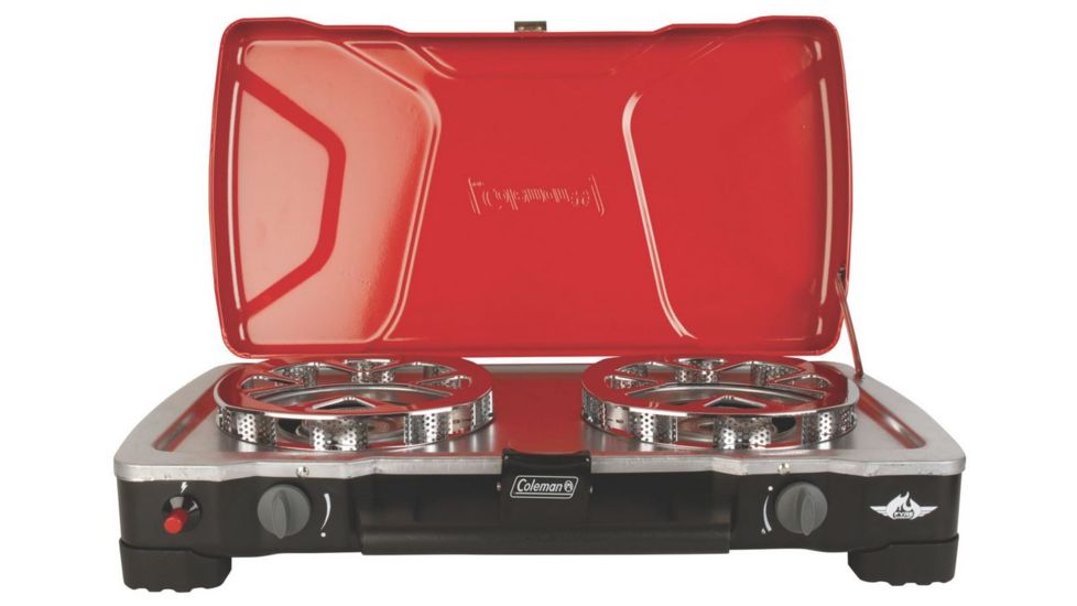 Coleman Fyre Cadet 2-Burner Propane Camping Stove, Red 2000017462
