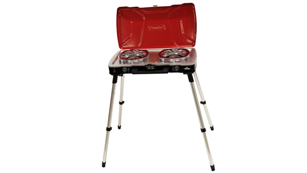 Coleman Fyre Captain 2-Burner Propane Camping Stove, Telescoping Legs, Fuel Type - 16.4 oz Propane Cylinder, Red 2000017464