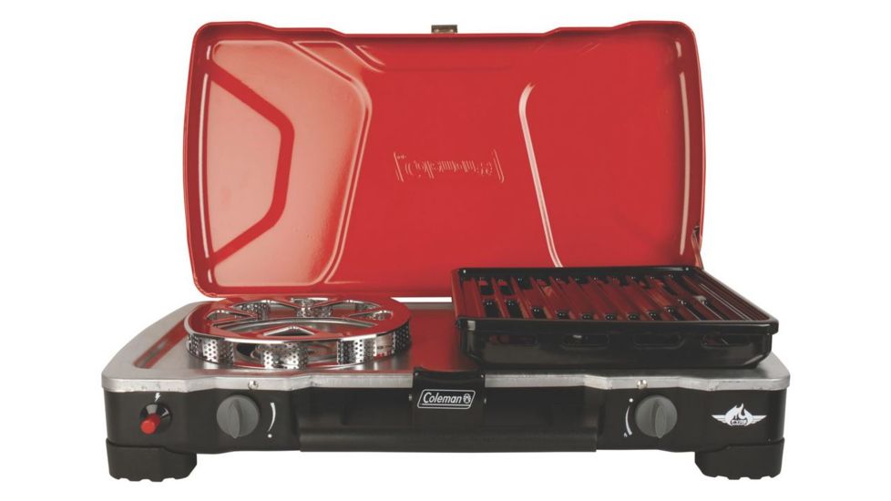 Coleman FyreSargeant 3-in-1 Propane 2-Burner Camping Stove, Black / Red 2000017463