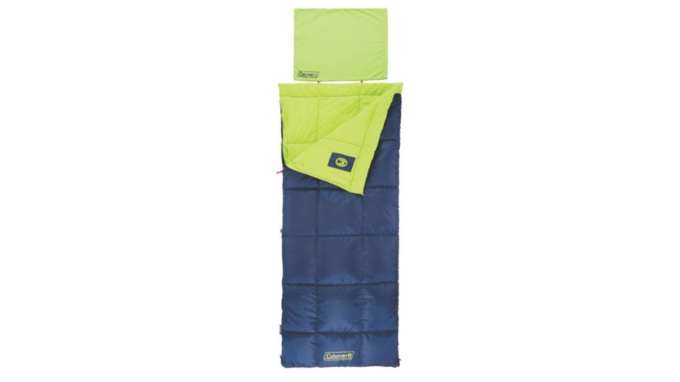 Coleman Heaton Peak 40  Sleeping Bag, Detachable Pillow Sleeve, Blue / Green, 75 x 33 in 2000018511