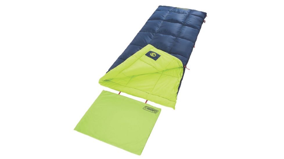Coleman Heaton Peak 40  Sleeping Bag, Detachable Pillow Sleeve, Blue / Green, 75 x 33 in 2000018511