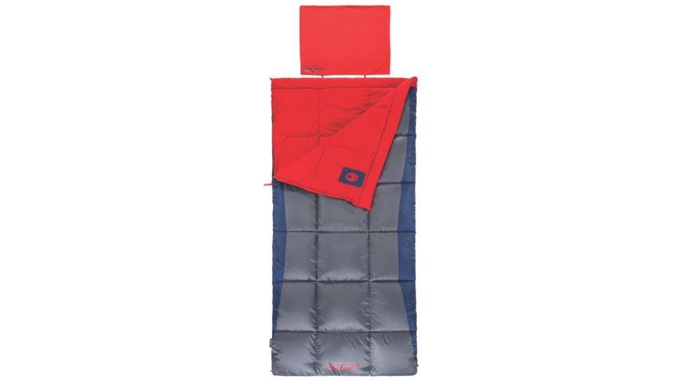 Coleman Heaton Peak 50 Big-N-Tall Sleeping Bag, Machine Washable, Blue / Gray / Red, 81 x 39 in 2000018516