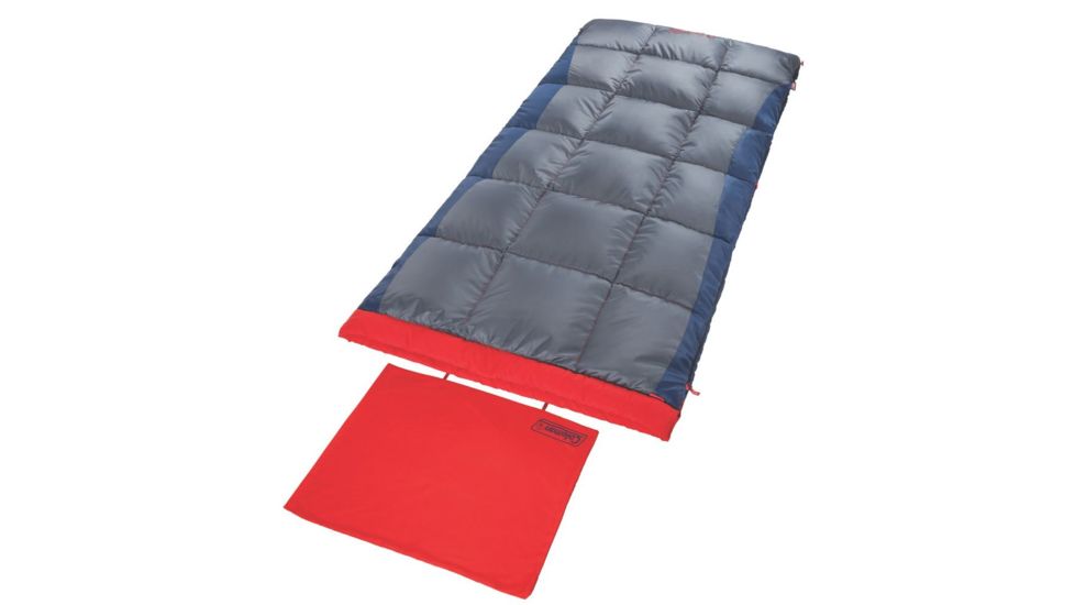 Coleman Heaton Peak 50 Big-N-Tall Sleeping Bag, Machine Washable, Blue / Gray / Red, 81 x 39 in 2000018516