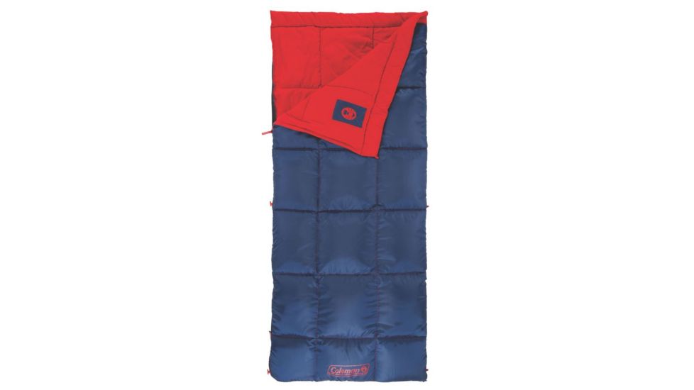 Coleman Heaton Peak 50 Regular Sleeping Bag, Detachable Pillow Sleeve, Blue / Red, 75 x 33 in 2000018510