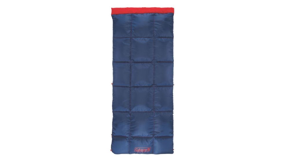 Coleman Heaton Peak 50 Regular Sleeping Bag, Detachable Pillow Sleeve, Blue / Red, 75 x 33 in 2000018510
