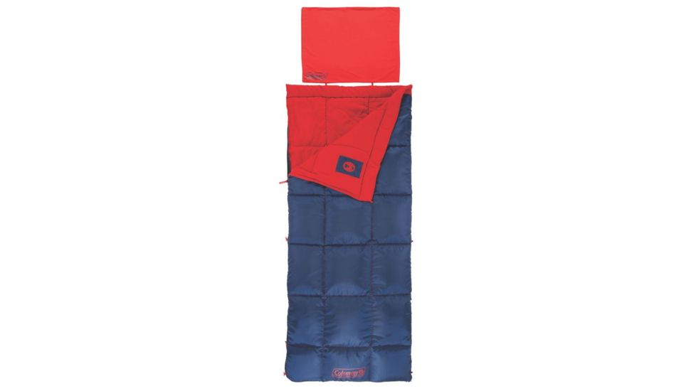 Coleman Heaton Peak 50 Regular Sleeping Bag, Detachable Pillow Sleeve, Blue / Red, 75 x 33 in 2000018510