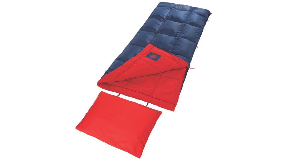 Coleman Heaton Peak 50 Regular Sleeping Bag, Detachable Pillow Sleeve, Blue / Red, 75 x 33 in 2000018510