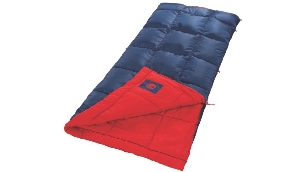 Coleman Heaton Peak 50 Regular Sleeping Bag, Detachable Pillow Sleeve, Blue / Red, 75 x 33 in 2000018510