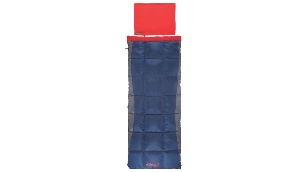 Coleman Heaton Peak 50 Tall  Sleeping Bag, Detachable Pillow Sleeve, Blue / Red, 79 x 33 in 2000018513