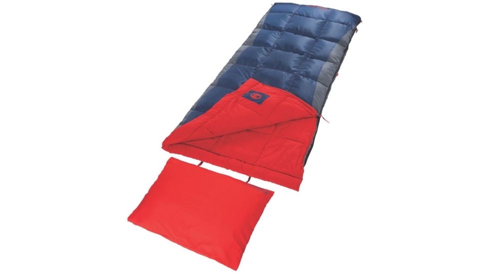 Coleman Heaton Peak 50 Tall  Sleeping Bag, Detachable Pillow Sleeve, Blue / Red, 79 x 33 in 2000018513