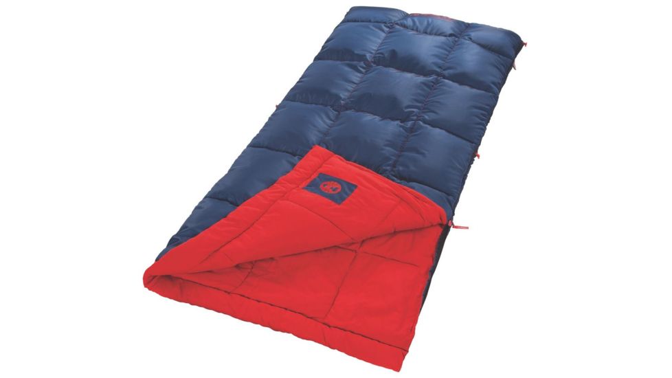 Coleman Heaton Peak 50 Tall  Sleeping Bag, Detachable Pillow Sleeve, Blue / Red, 79 x 33 in 2000018513