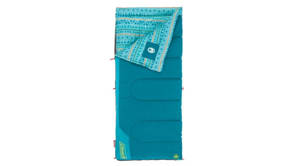 Coleman Kid's 50 Rect Sleeping Bag, Glow In The Dark Design, Interior Tuck Pocket, Teal, 60 x 26 in 2000035901