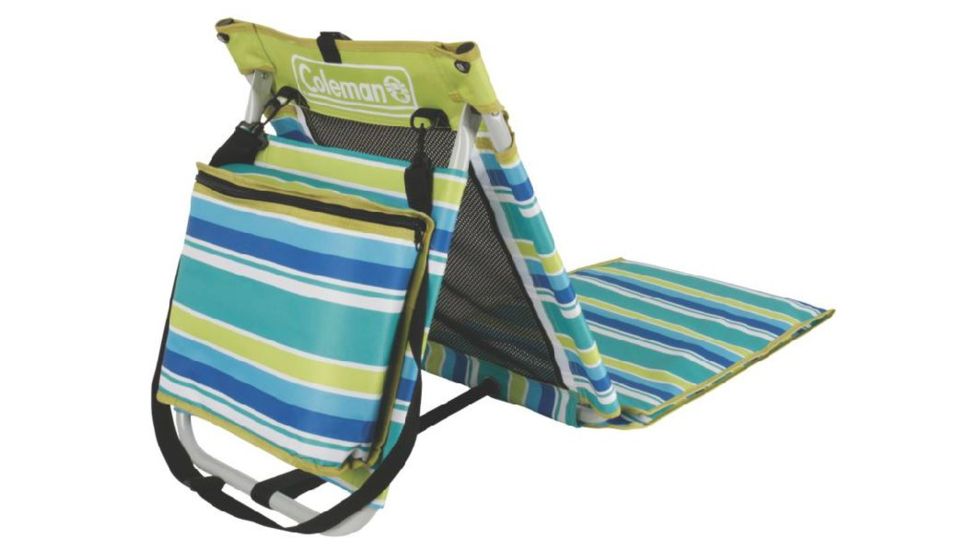 Coleman Low Recline Beach Ground Mat, Built-In 8 Can Cooler, Weight Capacity 250 LB, Citrus Stripe, 26 x 21 x 26 in 2000019268