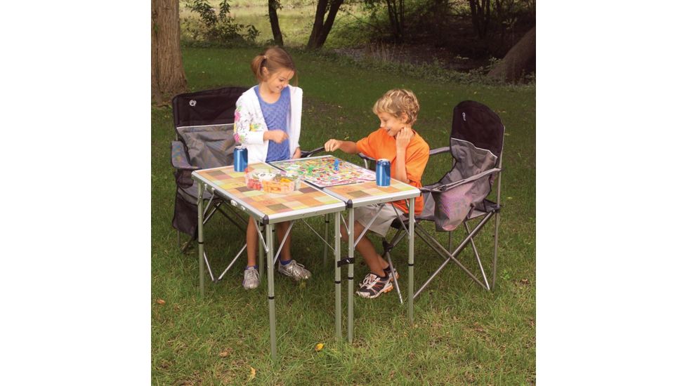 Coleman Pack-Away Outdoor 4-In-1 Table, Mosaic Laminate Top, 3 Adjustable Heights 2000020277