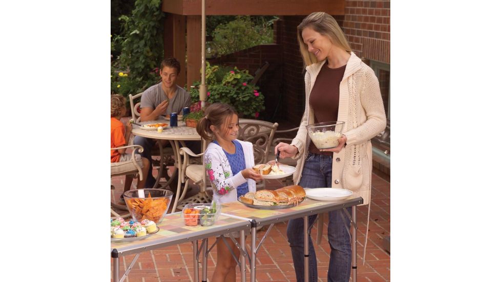 Coleman Pack-Away Outdoor 4-In-1 Table, Mosaic Laminate Top, 3 Adjustable Heights 2000020277