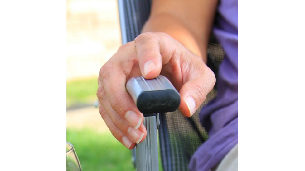 Coleman Patio Sling Chair, Cup Holder /Aluminum, Gray, Seat 23.5 in 2000020294