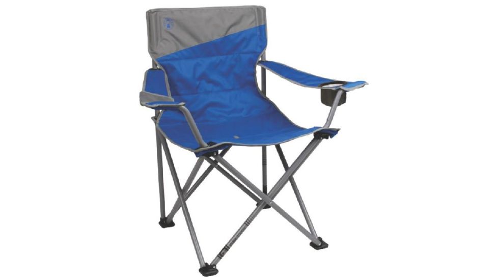 Coleman Quad Oversized Chair, Cell Phone Sleeve, Side Media Sleeve, Weight Capacity 600 lb, Blue 2000026491