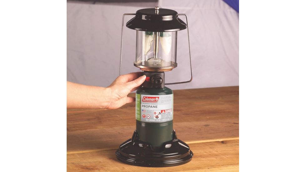 Coleman QuickPack 2 Mantle Propane Lantern W/ Case, 1000 Lumens on High Cast,  Adjustable Brightness, Black 2000026516