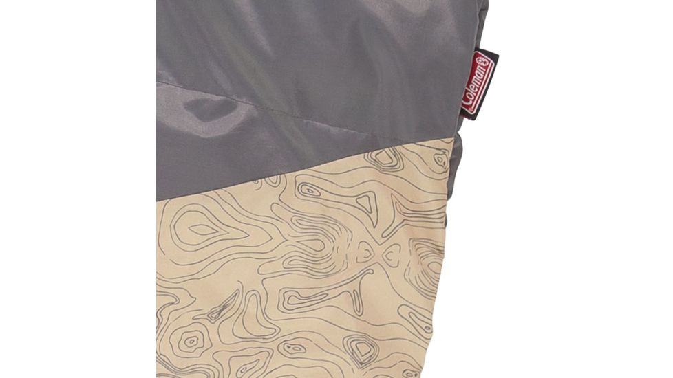 Coleman Rect 30 Big-N-Tall Oversized Sleeping Bag, Interior Tuck Pocket, Machine Washable, Gray / Tan, 84 x 40 in 2000025731