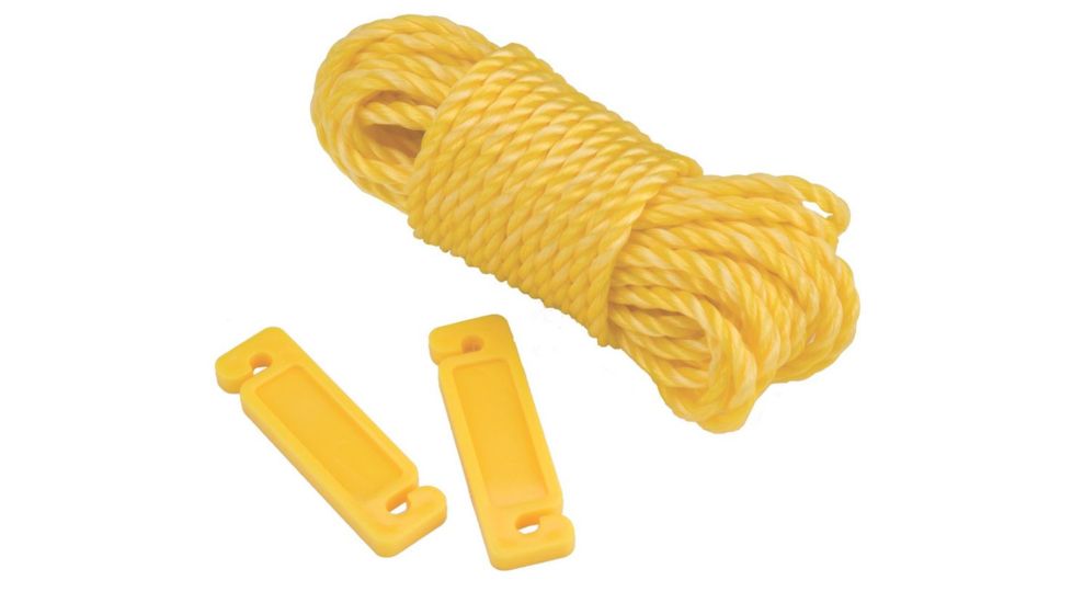 Coleman Rope Clothesline W/ Plastic Hook End, 2 Plastic Slides, Yellow, 25 Ft 2000014873