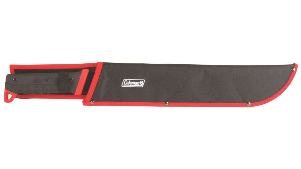 Coleman Rugged Machete W/Saw, 8.5 in Saw Edge, Steel Blade, Black / Red Handle, Overall Length 23 in 2000025206